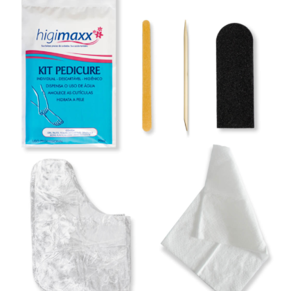 Kit descartável Pedicure com lixa, palito, toalha e bota descartável.