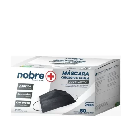 Máscara Descartável TNT Preta - 50 unidades