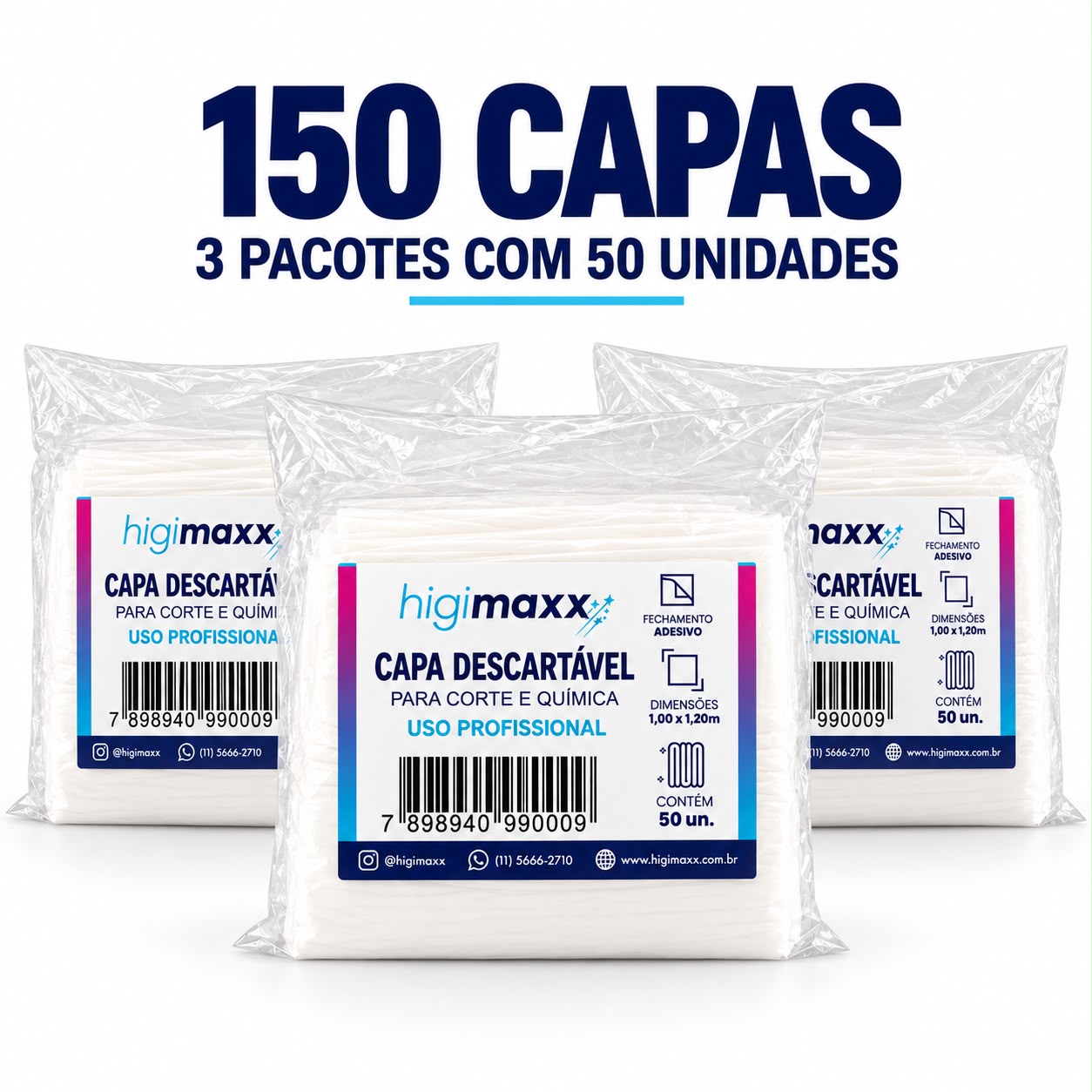 Capa Descartável para Corte e Química com Adesivo - 150 unidades | Higimaxx - Imagem 2
