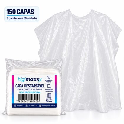 Capa Descartável para Corte e Química com Adesivo - 150 unidades | Higimaxx